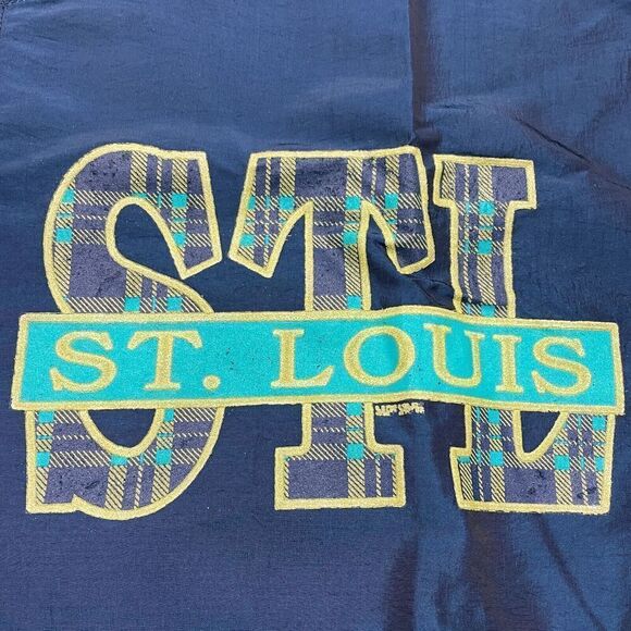 Vintage Surf Style Jacket Mens Extra Large Blue Windbreaker St Louis Half Zip - Picture 3 of 10
